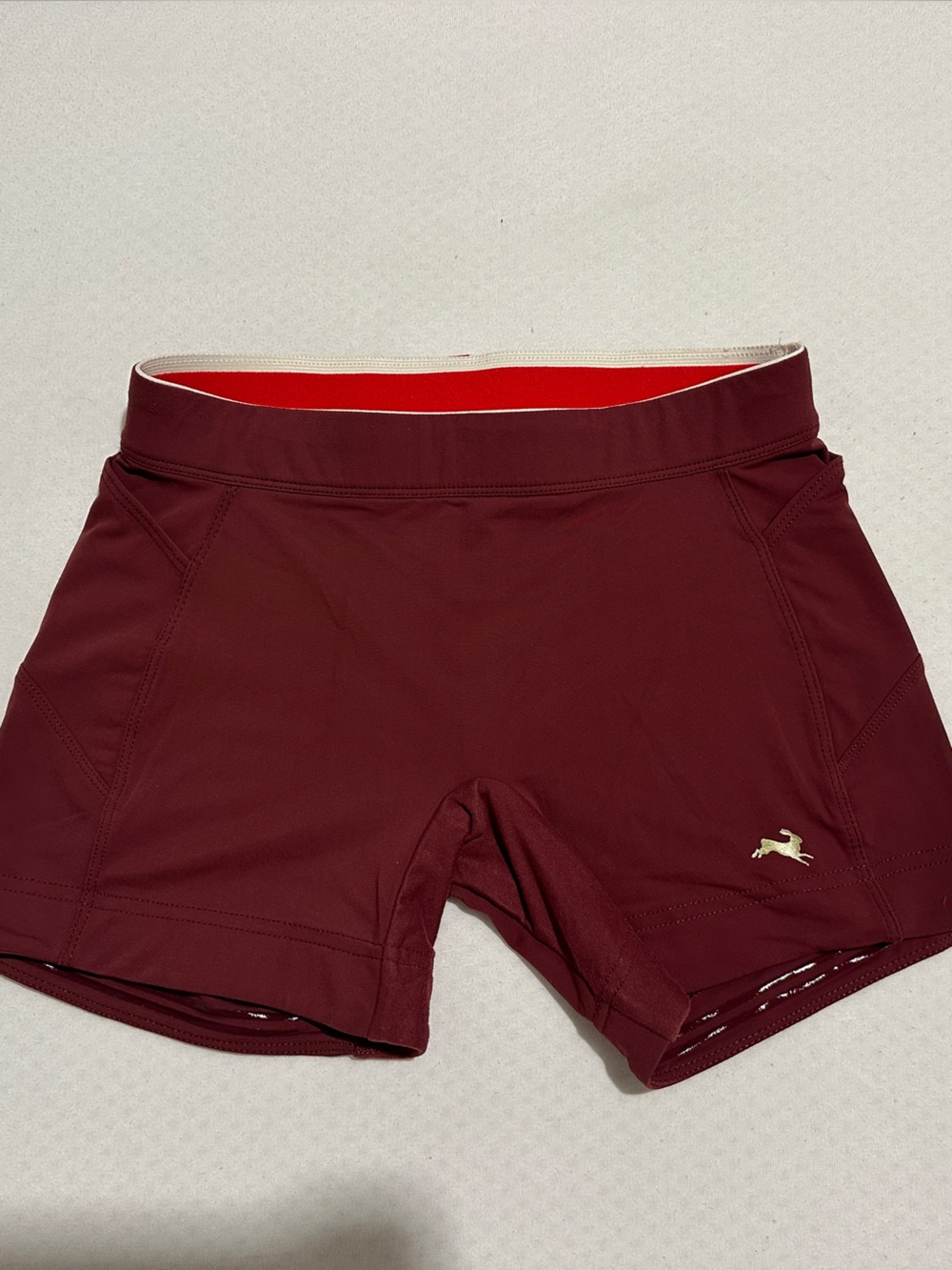 Tracksmith Lane Five Turnover Short Tights in Berry color size XS
